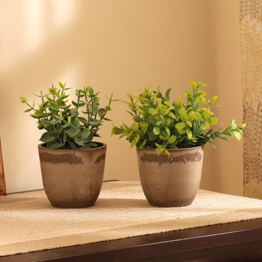 Artificial Green Potted Plants Set | Set of 2