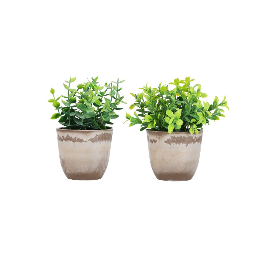 Artificial Green Potted Plants Set | Set of 2