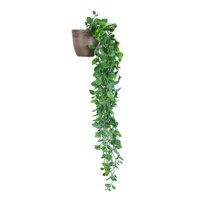 Artificial Potted Hanging Green Bush Planter | Set of 2