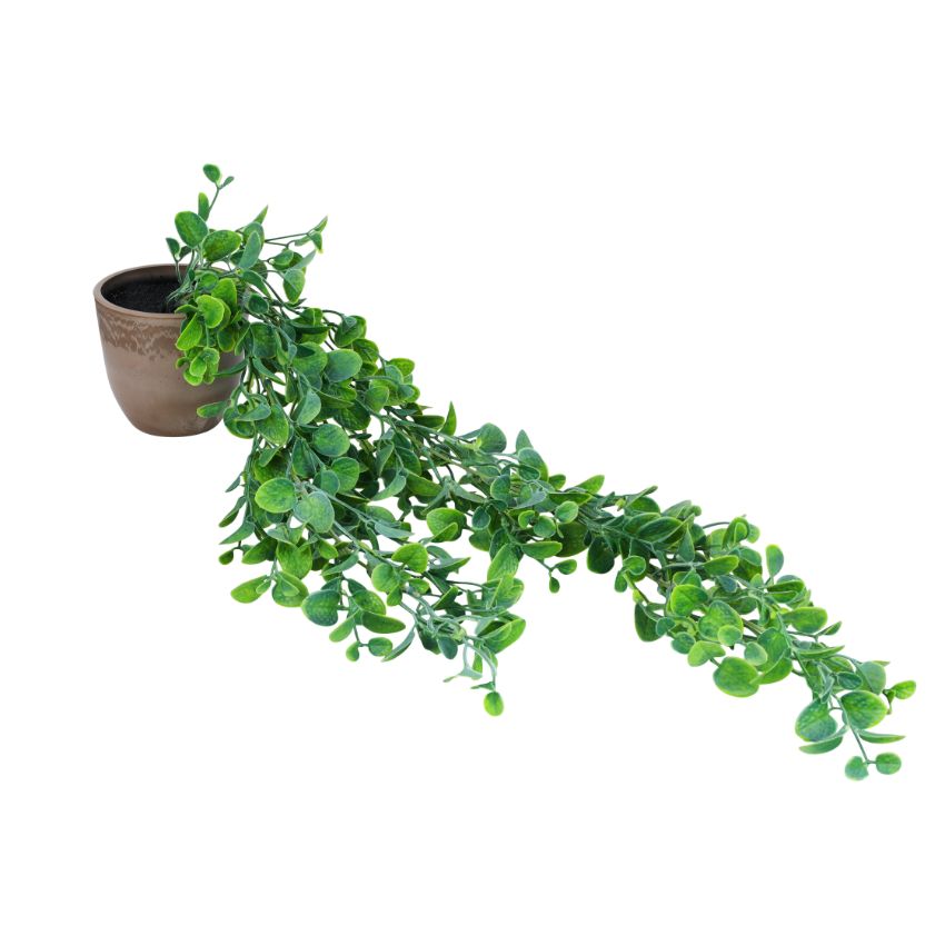 Artificial Potted Hanging Green Bush Planter | Set of 2