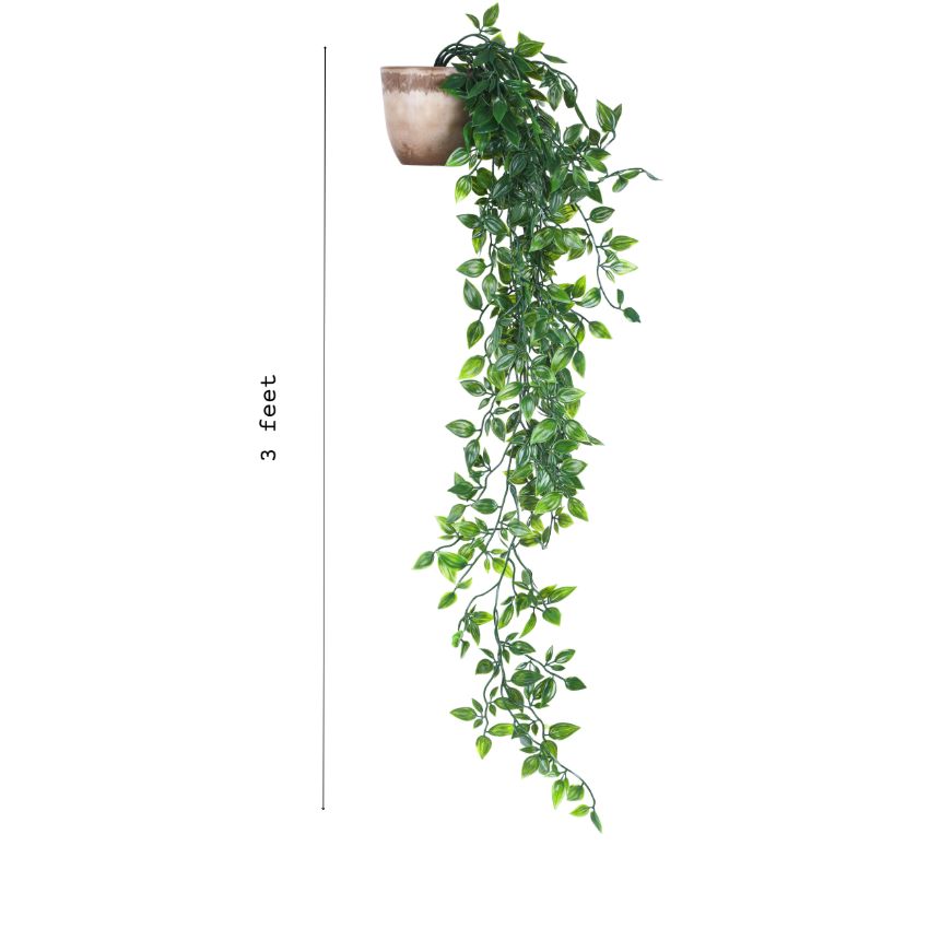 Artificial Hanging Planter with Potted Plant | Set of 2