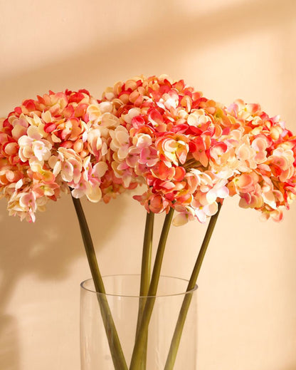 Warm Artificial Hydrangea Flower 3 Sticks Without Pot | 20 inches