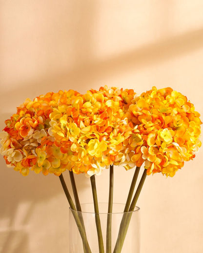 Warm Artificial Hydrangea Flower 3 Sticks Without Pot | 20 inches