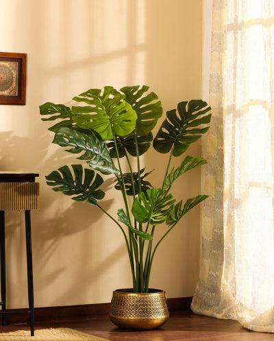 Artistic Artificial Monstera Plant with Black Pot | 4 Feet