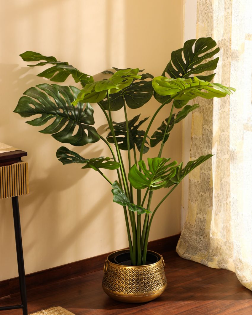 Artistic Artificial Monstera Plant with Black Pot | 4 Feet