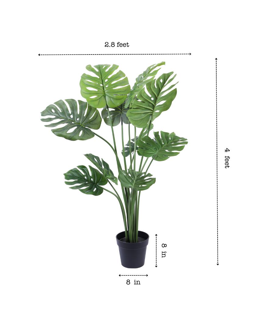 Artistic Artificial Monstera Plant with Black Pot | 4 Feet