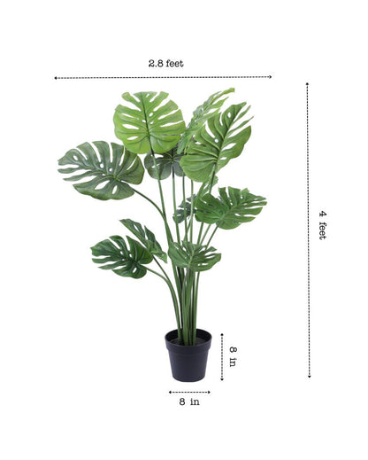 Artistic Artificial Monstera Plant with Black Pot | 4 Feet