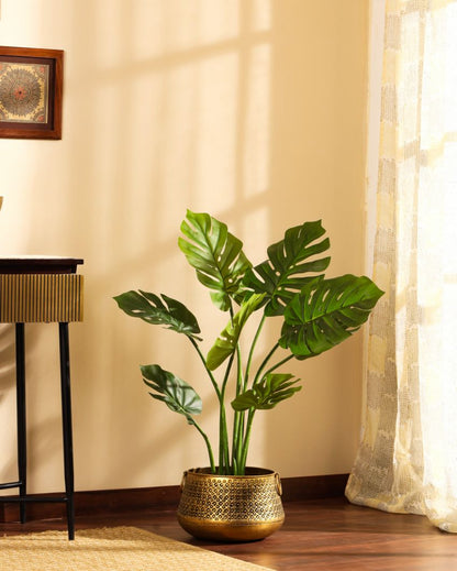 Modern Artificial Monstera Plant with Black Pot | 3 Feet