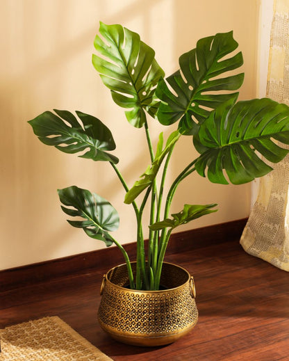 Modern Artificial Monstera Plant with Black Pot | 3 Feet