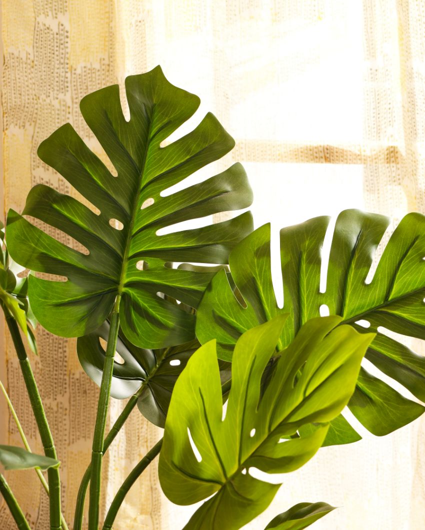 Modern Artificial Monstera Plant with Black Pot | 3 Feet