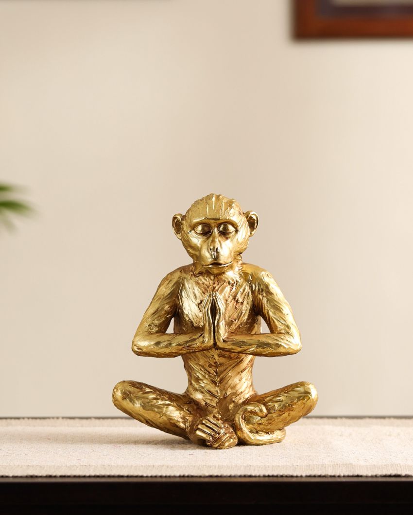 Playful Resin Meditating Monkey Figurine | 4 x 6 x 7 inches