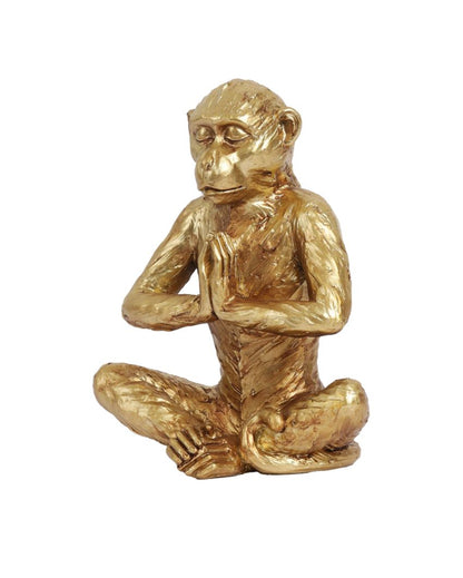 Playful Resin Meditating Monkey Figurine | 4 x 6 x 7 inches