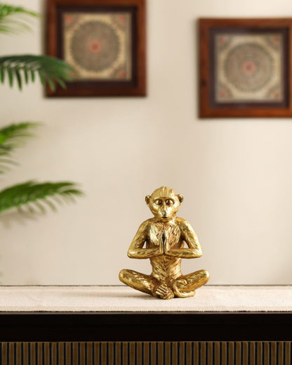 Playful Resin Meditating Monkey Figurine | 4 x 6 x 7 inches