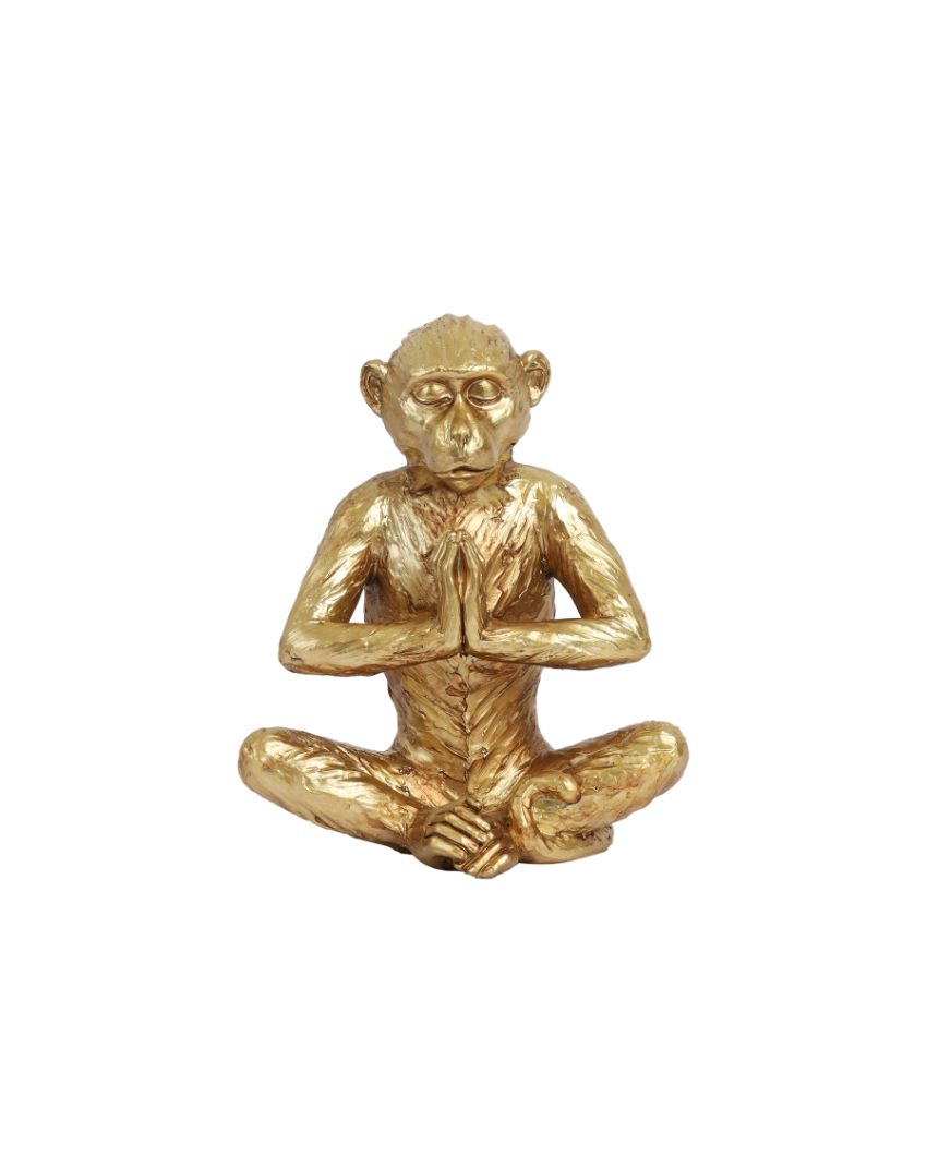 Playful Resin Meditating Monkey Figurine | 4 x 6 x 7 inches