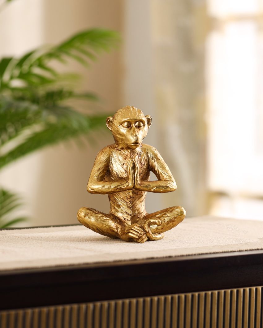 Playful Resin Meditating Monkey Figurine | 4 x 6 x 7 inches