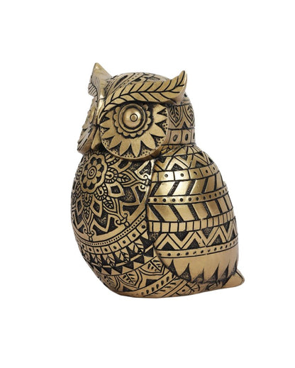 Charming Resin Ornate Lucky Owl Figurine | 4 x 4 x 5 inches