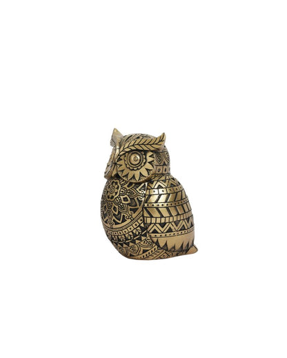 Charming Resin Ornate Lucky Owl Figurine | 4 x 4 x 5 inches