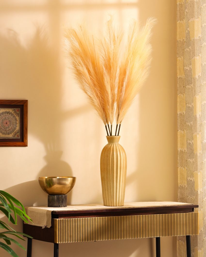 Affordable Artificial Pampas 3 Sticks Flowers Without Pot | 43 inches