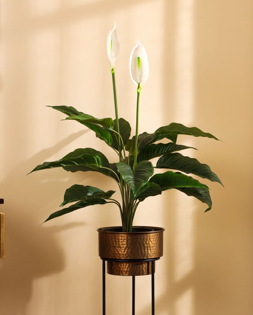 Vibrant Artificial Peace Lily Plant with Black Pot | 3 Feet