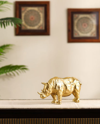 Majestic Resin Rhinoceros Figurine | 2 x 10 x 5 inches