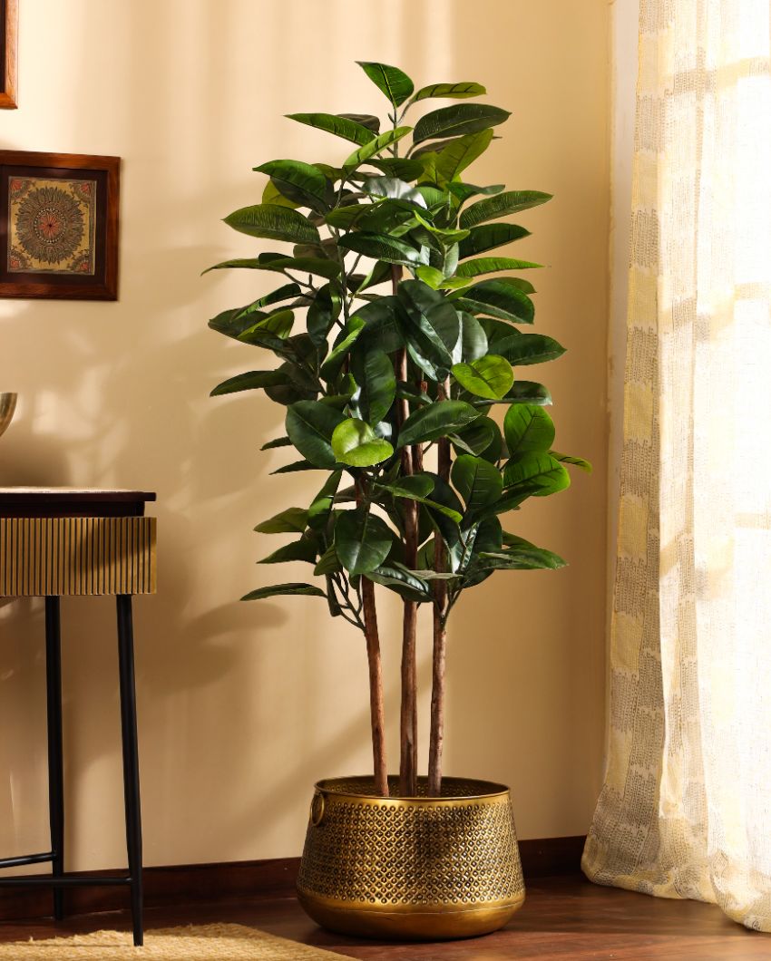 Timeless Artificial Rubber Tree with Black Pot