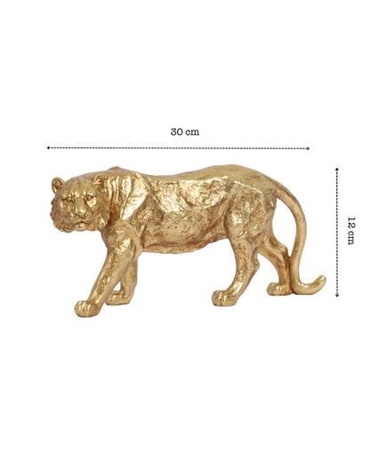 Elegant Resin Gold Tiger Figurine | 5 x 12 x 5 inches