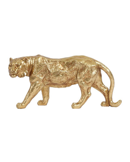 Elegant Resin Gold Tiger Figurine | 5 x 12 x 5 inches