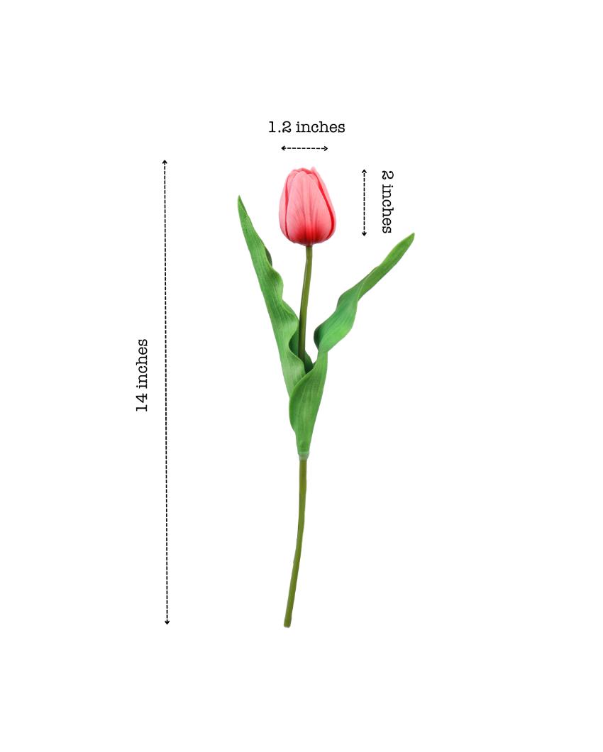 Functional Artificial Tulip Flower 5 Sticks Without Pot | 14 inches