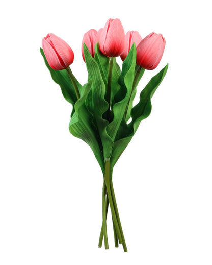 Functional Artificial Tulip Flower 5 Sticks Without Pot | 14 inches