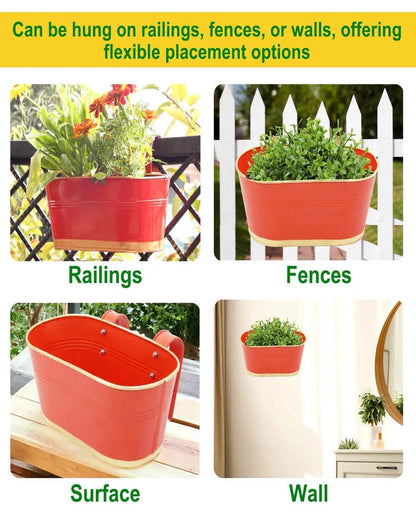 Oval Balcony Railing Planter | Set of 6 | Assorted Colors