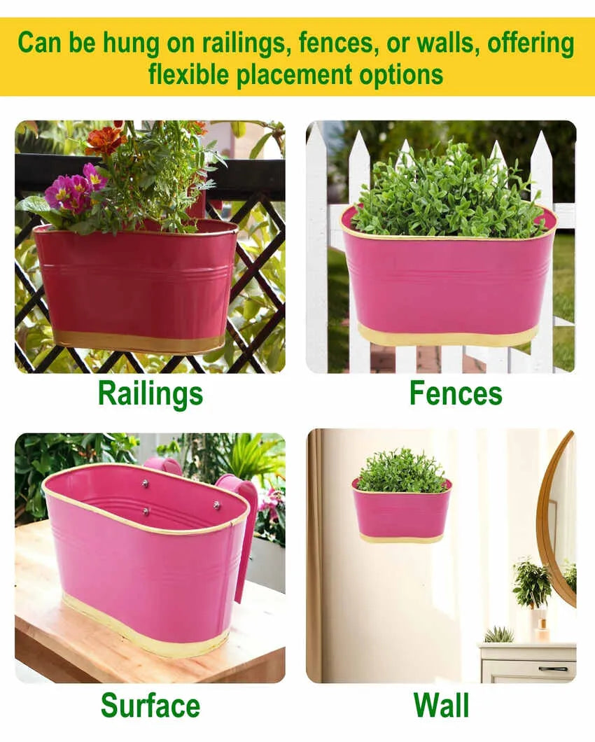 Oval Balcony Railing Planter | Set of 6 | Assorted Colors