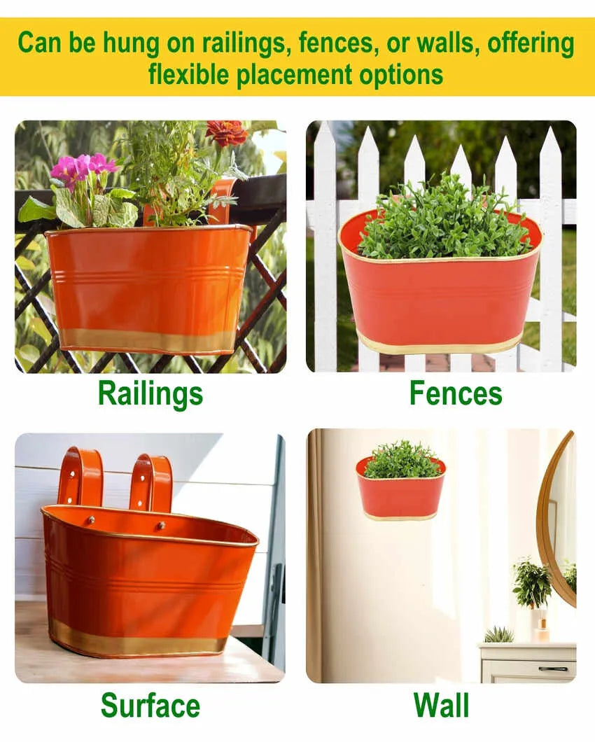 Oval Balcony Railing Planter | Set of 6 | Assorted Colors