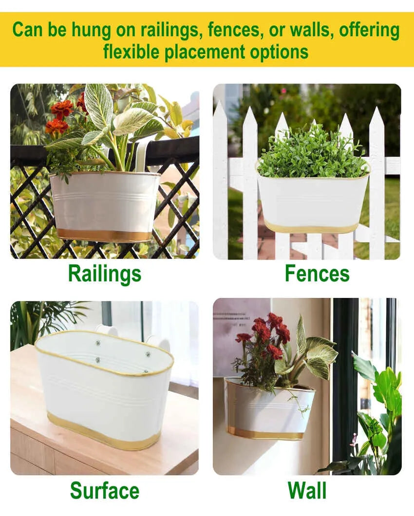 Oval Balcony Railing Planter | Set of 6 | Assorted Colors