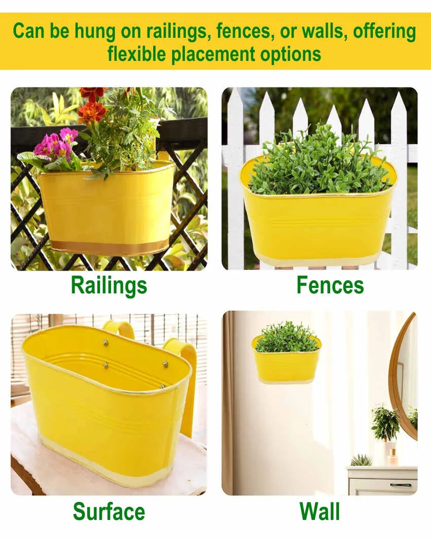 Oval Balcony Railing Planter | Set of 6 | Assorted Colors