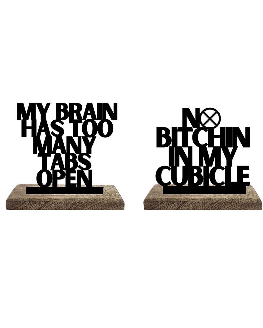 Quiet Cubicle Busy Brain Table Décor | Set of 2