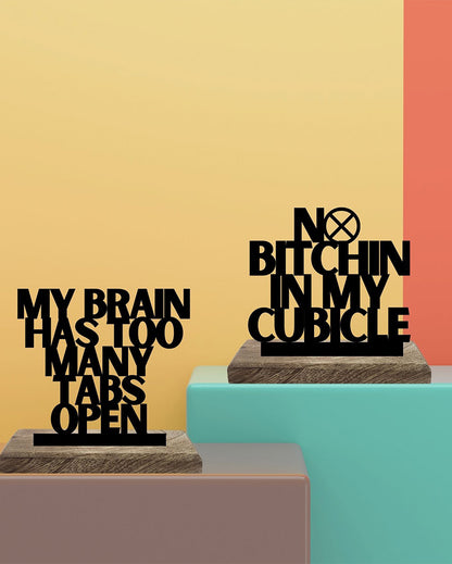 Quiet Cubicle Busy Brain Table Décor | Set of 2