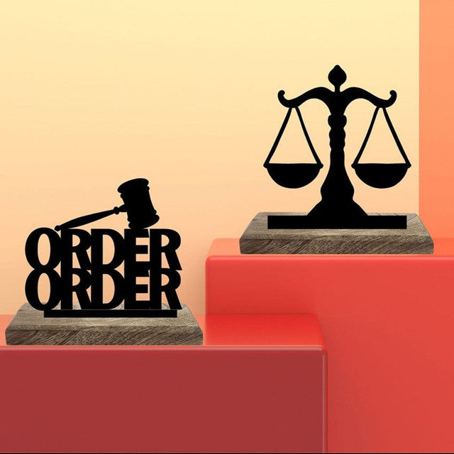 Black Law and Order Table Showpieces | Pack of 2