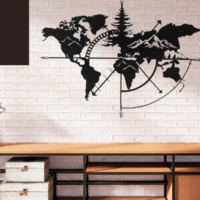 World Map DesignIron Wall Hanging Décor