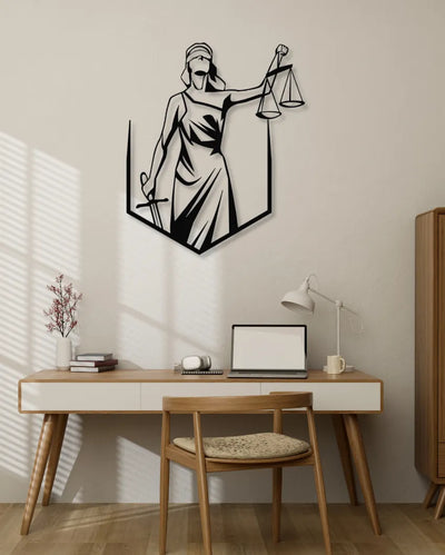 Lady Justice Court Of LawIron Wall Hanging Décor