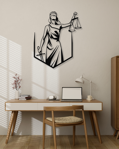 Lady Justice Court Of LawIron Wall Hanging Décor