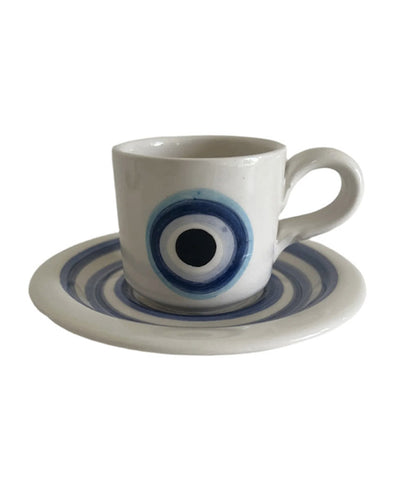 Mystic Blue Evil Eye Cup and Saucer Set | 3 x 4 inches