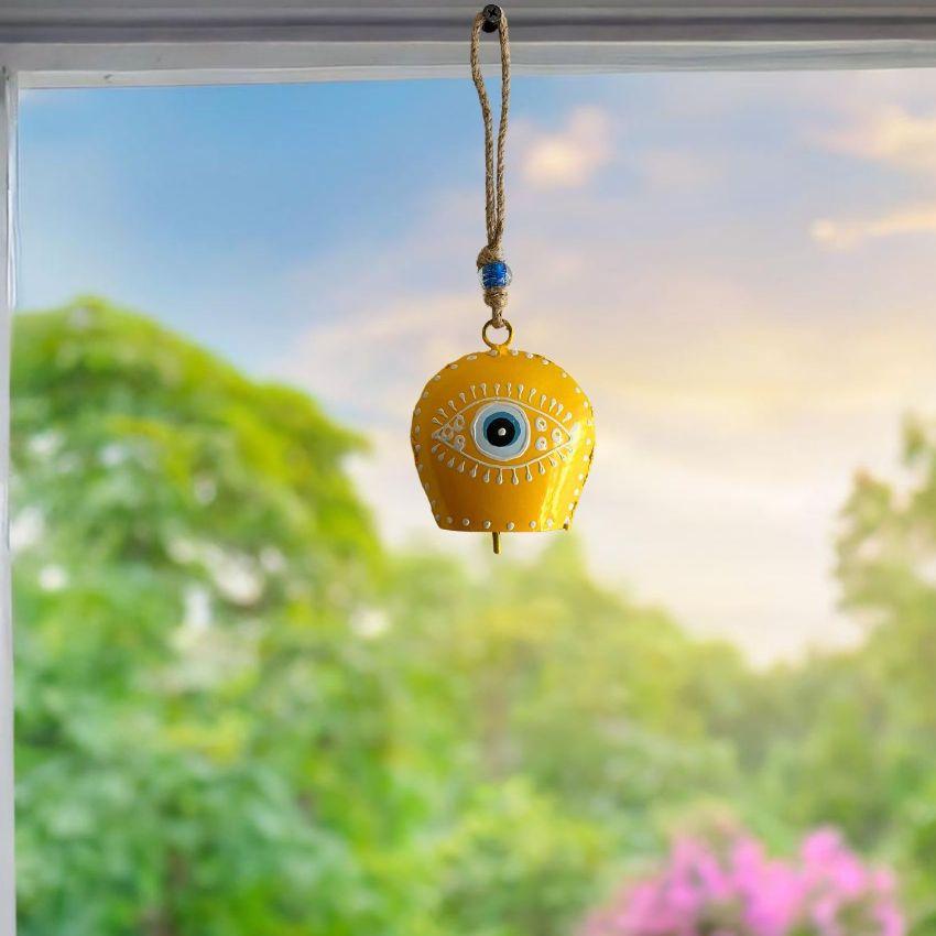 Modern Evil Eye Iron Bell Wall Hanging