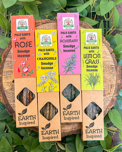 Herbs and Flowers Smudge Incense Purifying Natural Blend | Set of 4 | 21 inches