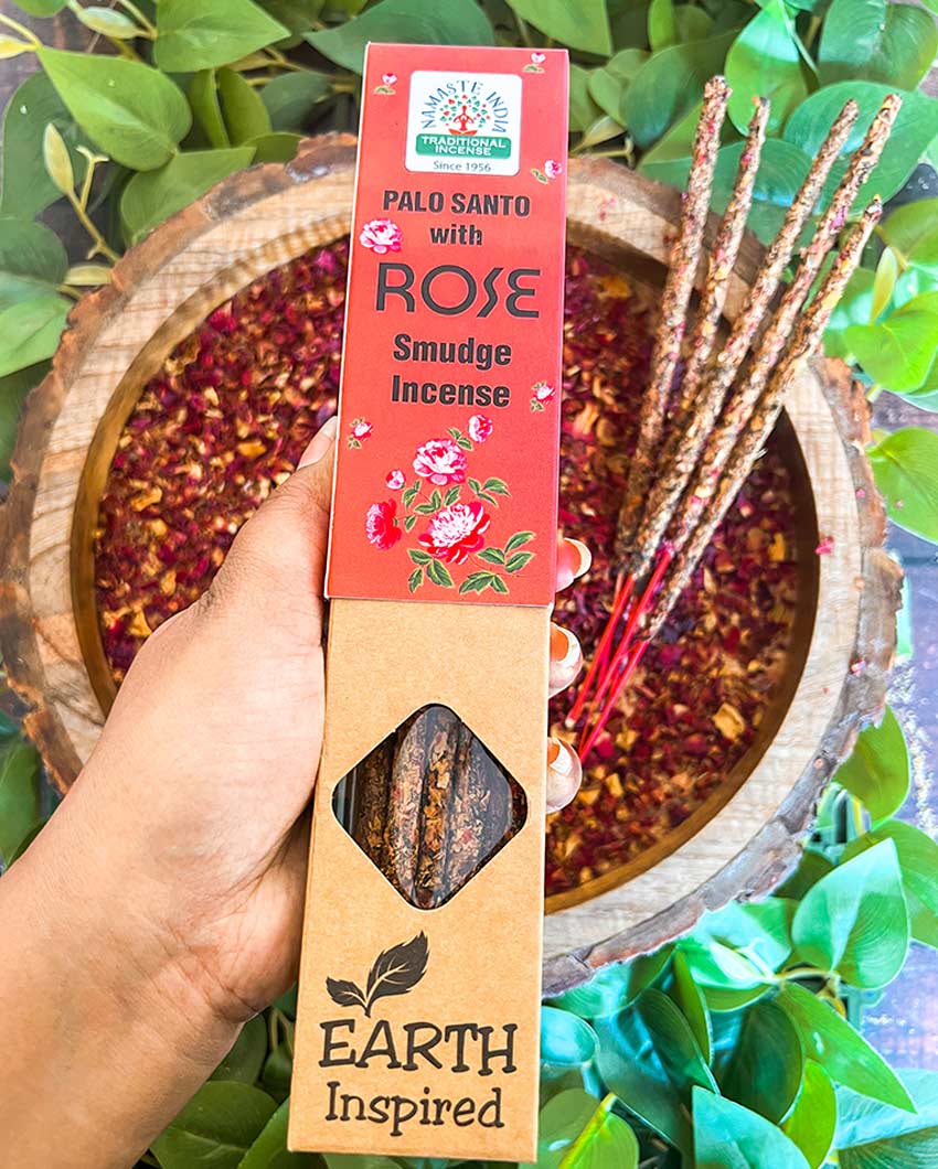 Rose Smudge Incense Sticks Calming Floral Aroma for Relaxation | Set of 2 | 21 inches