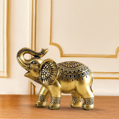 Charming Gold Elephant Figurine Lucky Charm | 3 x 6 inches