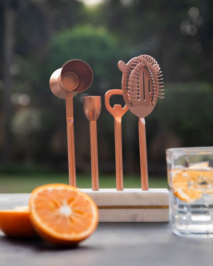 Premium Cocktail Copper Shade Luxe Bar Accessories | Pack of 4
