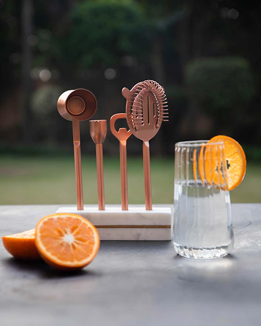 Premium Cocktail Copper Shade Luxe Bar Accessories | Pack of 4