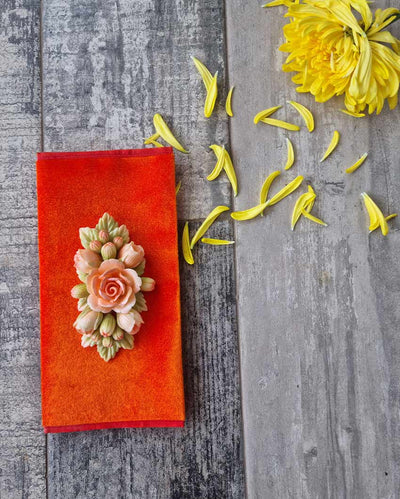 Vibrant Orange Velvet Decor Envelope| Orange| 20 x 2 x 10 cm/8 x 4 inches