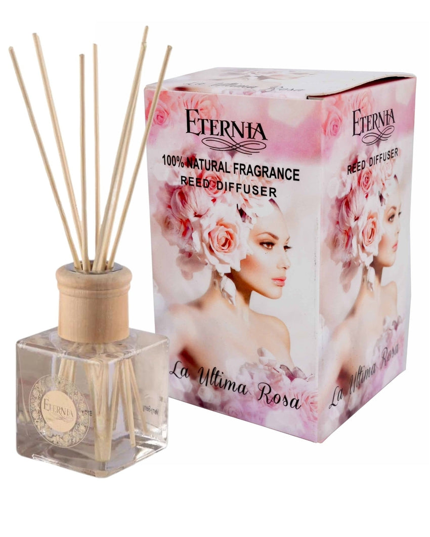 Elegant Aroma La Ultima Rosa Reed Diffuser With Ten Sticks | 4 x 2 x 4 inches