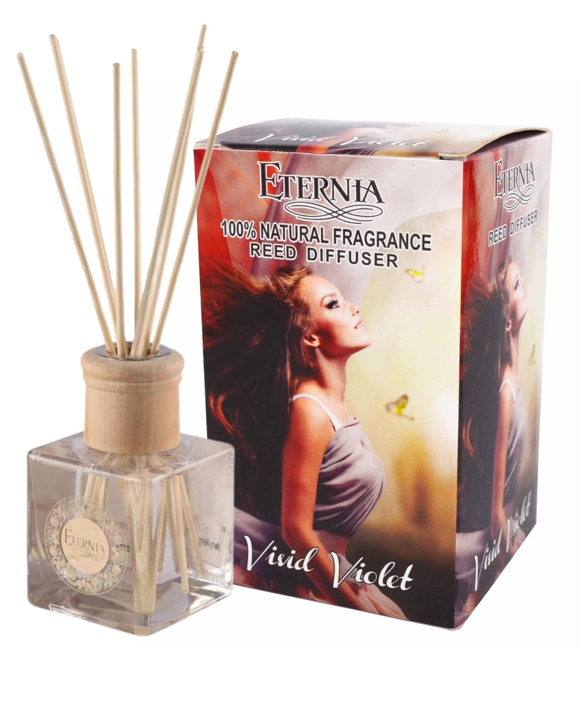 Elegant Aroma Vivid Violet Reed Diffuser With Ten Sticks | 4 x 2 x 4 inches